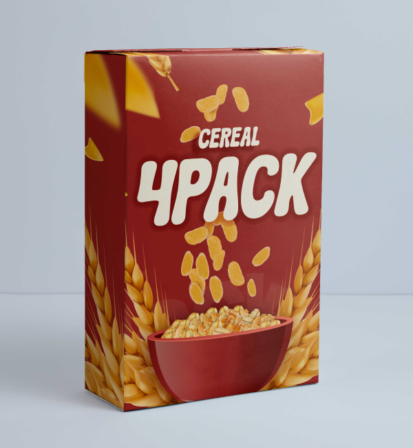 caja de cereal hecha de cartón plegable