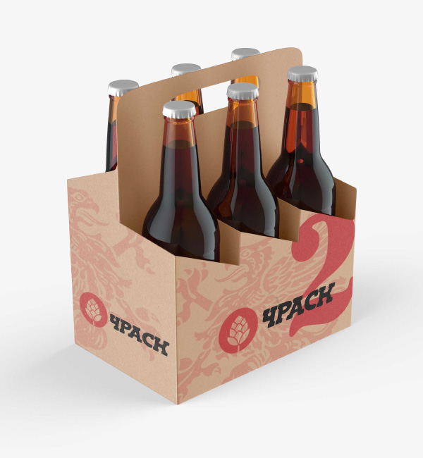 caja para seis cervezas de cartón corrugado